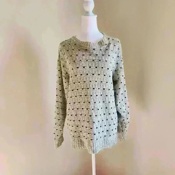 Towncraft Cotton Vingage Sweater With Multicolor Dark Tone Sqaure Pattern - Picture 1 of 9